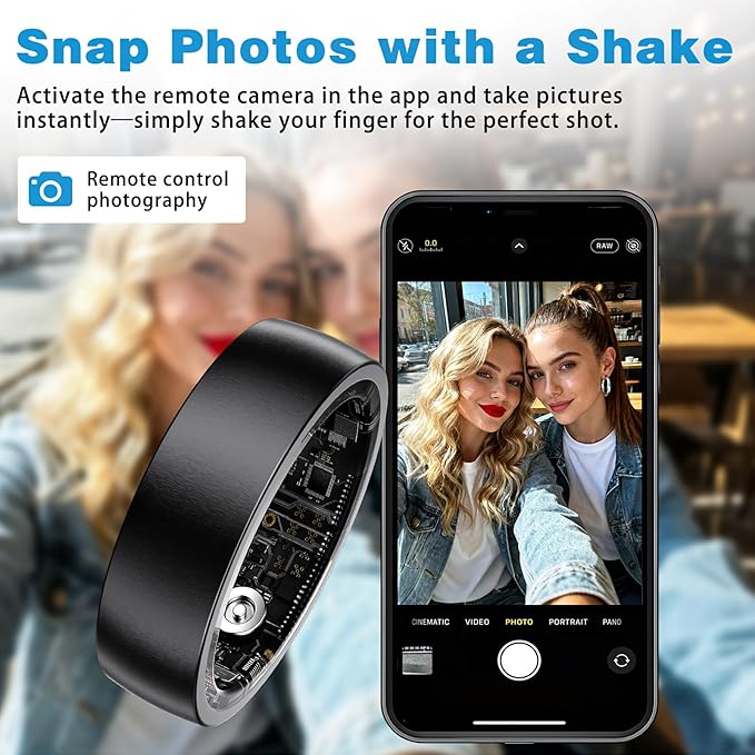 Smart Ring for Men Women, Fitness Ring with Sleep Tracker, IP68 Waterproof with Heart Rate, SpO2, Health Activity Trackers, Step Counting,Calorie Pedometer(Black 9)