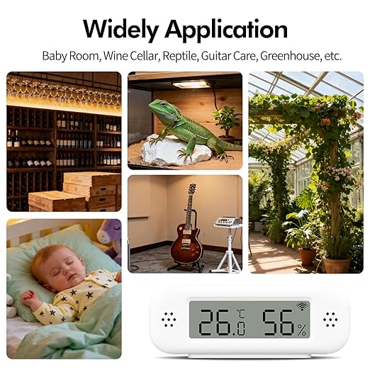 eMylo WiFi Thermometer Hygrometer Sensor, Smart Wireless Indoor Temperature Humidity Monitor with App Alerts, Free Data Storage Export, for Home Room Pet Greenhouse, Compatible with Alexa, 2 PCS
