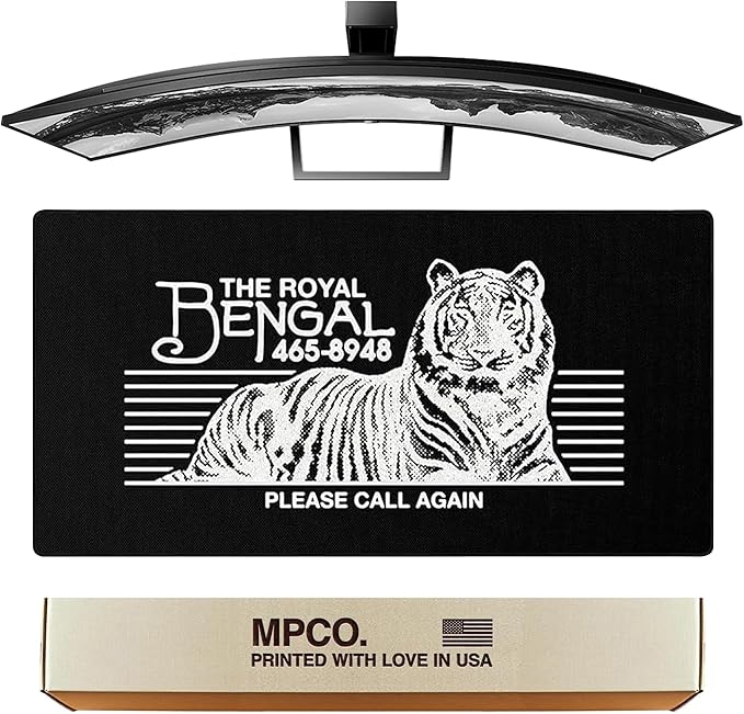 MPCO. Original Large Gaming Desk Mat – 36" x 17" Aeroglyde OZGMX Royal Bengal Black Full Desk Mouse Pad for Smooth Precision – Non-Slip, Washable Extra-Large PC Mouse Pad for Gaming Sessions
