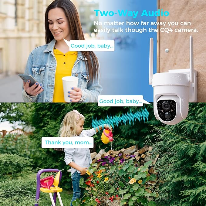 Vicohome 4CQ4 2K AI Solar Security Camera Wireless Outdoor, Battery Powered Cam, Color Night Vision, Two Way Audio, Motion Detection, Easy to Setup, Audible Flashlight Siren 180 Days Care Plan