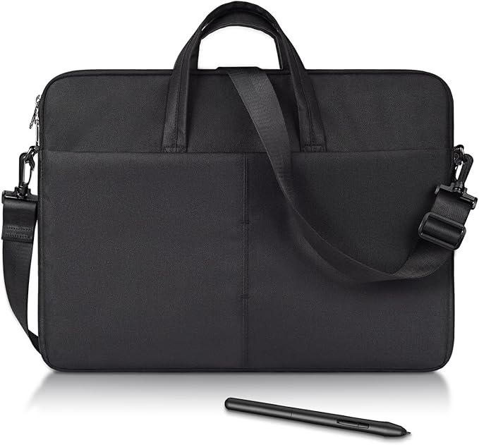 Graphics Drawing Tablet Sleeve Case Bag Compatible with Wacom Cintiq 16/Pro 17, XP-Pen Artist15.6 Pro V2, Huion Kamvas Pro 16, Travel Shoulder Carrying Bag with Strap, Black