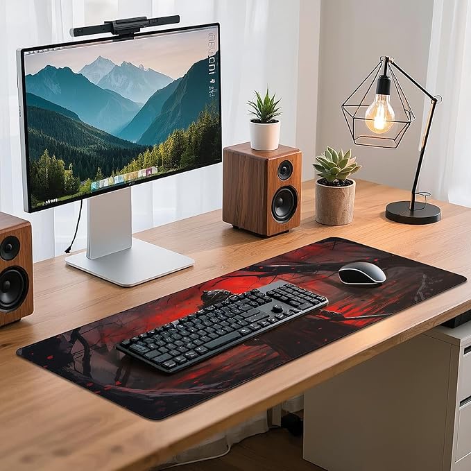Gaming Mouse Pad - (31.5"×11.8") Japanese Samurai Large Mouse Pads for Desk - Desk Mat for Keyboard and Mouse with Non-Slip Base, Desks Pad Matfor Game/Office & Home
