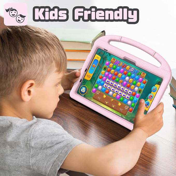 YIHE Kids Case for iPad (A16) 11th Generation 11 Inch 2025 & iPad 10th Generation 10.9 inch 2022, with Built-in Screen Protector and Stable Stand, Full Body Shockproof Protective Cover - Light Pink