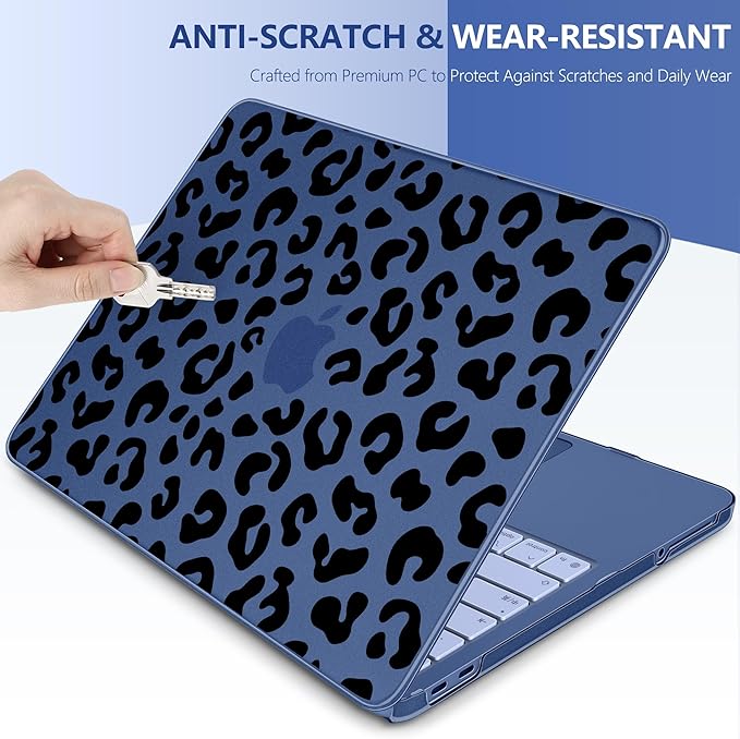 DONGKE for MacBook Neo 13 inch Case 2026 (Model A3404), Artistic Leopard Pattern Ultra Slim Frosted Matte Hard Shell, Anti-Scratch & Fingerprint Resistant Cover, Leopard Indigo