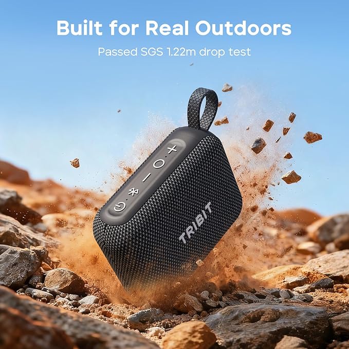 Tribit PocketGo Bluetooth Shower Speaker, IP68 Waterproof/Dustproof, Portable Speaker with 20H Playtime, Wireless, BT6.0, Supports TF Card, Electronics for Travel/Outdoors/Home