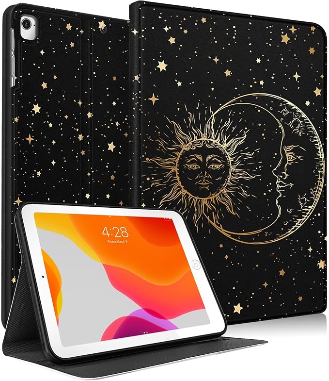 Uppuppy for iPad 5th/6th Generation Case, for Apple iPad Air 1st/2nd Gen, for iPad Pro 9.7 Inch Case Cute Kids Women Girls Folio Sun Moon Cool Aesthetic Design Cover for iPad 5/6, Air 1/2, Pro 9.7