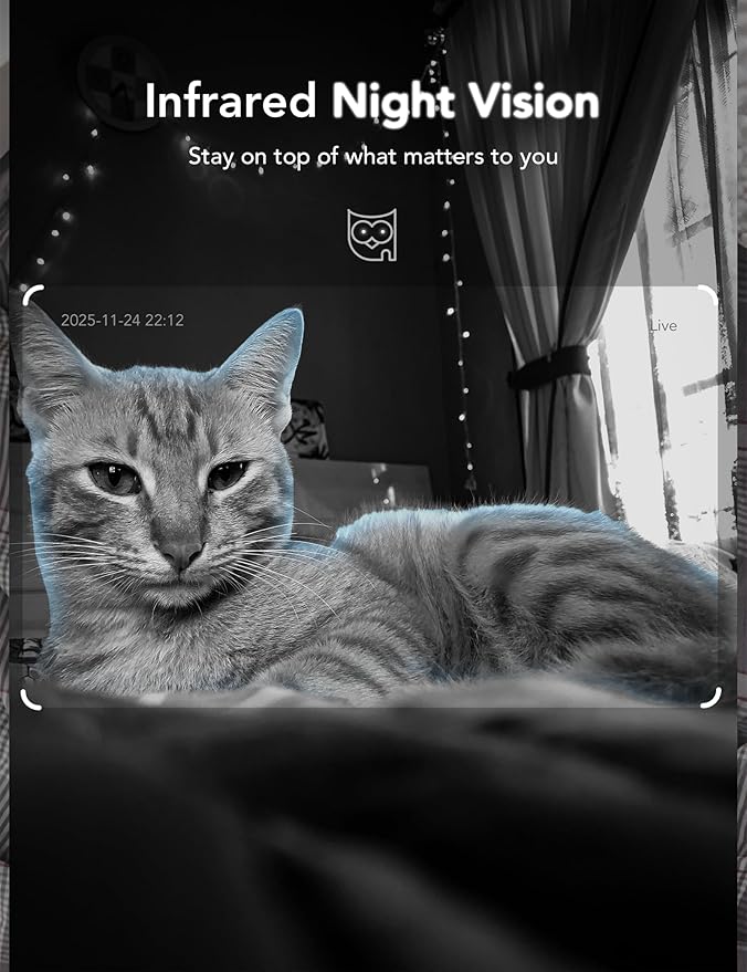 GNCC 2K Indoor Security Camera for Home, Pet Camera with Dual-Band WiFi, Mini Dog Cam with Phone App, Motion Detection, Works w/Alexa, Cloud & SD Card Storage, Fixed View, Plug-in, GC4