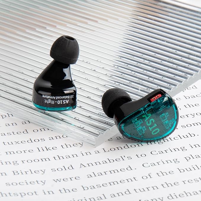 KZ AS10 Pure 5 Balanced Armature 5BA Earphone, Musician in Ear Monitor Headphone High Fidelity HiFi Headset (with Microphone, Green)