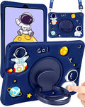 Wazzasoft for Samsung Galaxy Tab S6 Lite 10.4” Case Boys Cute Astronaut Cover Kawaii 3D Cartoon Spacemen Fun with Rotating Handle Stand + Strap Soft Silicone Funda for Samsung S6 Lite Tablet Cases