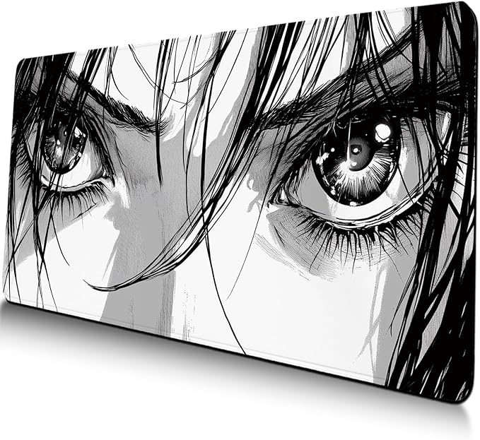 Anime Eyes Mouse Pad Gaming, Large Mouse Pads for Desk, Extended Anime Mousepad with Non-Slip Rubber Base Stitched Edge, Long Mousepad Keyboard Mat for Desk Gaming Home Office, 31.5" x 11.8"