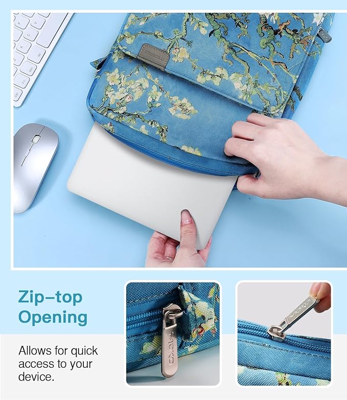 MoKo 15 Inch Laptop Sleeve Bag Fits New Mac Air 15" M5 2026, Mac Pro 14" M5/M5 Pro/M5 Max 2026, Galaxy Tab S9 Utra 14.6" 2023, Handle Carrying Case with Shoulder Strap, Apricot Flower