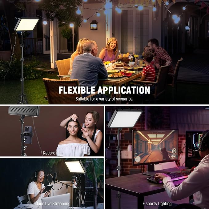 NEEWER Basics LED Video Panel Light, Studio Lighting Kit with 59''/150cm Tripod Stand Phone Holder for Video Recording Photography Streaming Podcast, 850lx/0.5m Bi Color 2700-6500K Dimmable, BP300