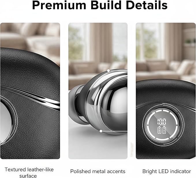 Bluetooth Wireless Earbuds - 40-Hour Battery Life, HiFi Stereo, Noise-Canceling Mic, LED Display, IPX7 Waterproof, in-Ear Headphones for Laptops/Mobile Phones/Sports, Black