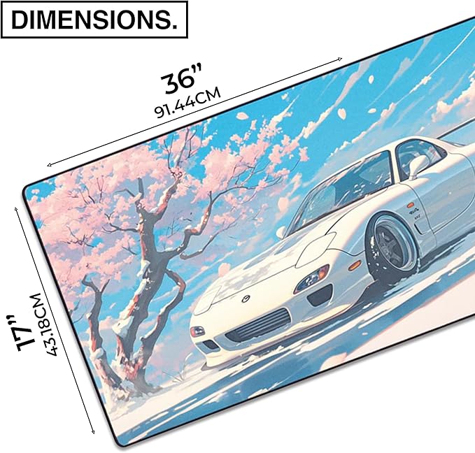 MPCO. Original Large Gaming Desk Mat – 36" x 17" Duraglyde Manga Motors Mios-Mazda Full Desk Mouse Pad for Smooth Precision – Non-Slip, Washable Extra-Large PC Mouse Pad for Gaming Sessions