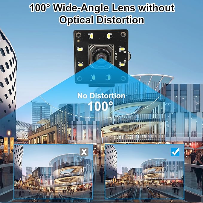 4k USB Camera Autofocus 100 Degree No Distortion Lens Color Night Vision Webcam for Computer UVC USB2.0 Lightburn Cam Plug and Play for Raspberry Pi Linux Mac OS Jetson Nano