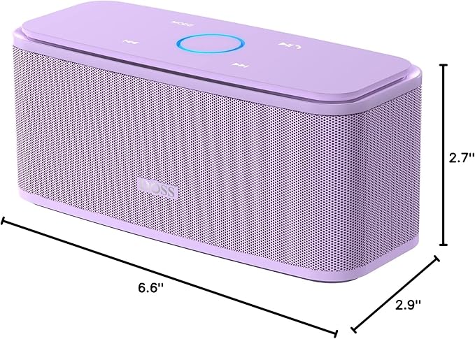 DOSS SoundBox Touch Wireless Bluetooth Speaker-12W HD Sound with Rich Bass, IPX5 Waterproof, 20H Playtime, Handsfree, for Gatherings, Home, Office, Outdoor, Travel-Purple