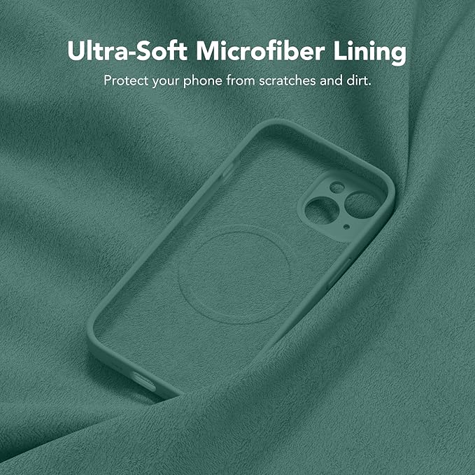 Magnetic for iPhone 14 Case, Compatible with MagSafe, [Full Camera Protection][Screen Protector] Silicone Shockproof Protective Phone Case for iPhone 14 6.1 inch, Midnight Green