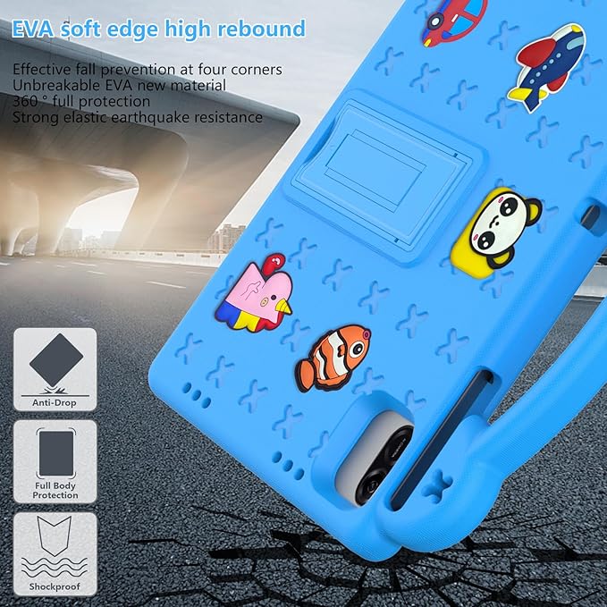 AKABEILA Compatible with Honor Pad X8a 2024/Infinix Xpad 11 inch 2024 Tablet Case, Kids Friendly Universal Lightweight Shockproof Protective Case with Shoulder Strap & Stand Handle Sky Blue