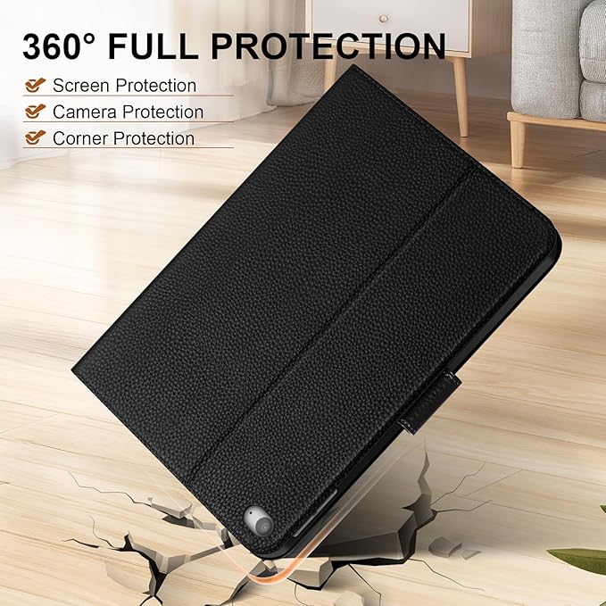 Genuine Leather Case for iPad mini 5th / 4th Generation 7.9’’ (2019/2015) | Slim Protective Cover with Adjustable Stand, Auto Wake/Sleep, Magnetic Closure, Premium Leather | Black