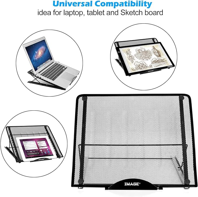 IMAGE Laptop Stand, A3 Large Version Foldable Portable Ventilated Desktop Laptop Stand Holder, Adjustable 12 Angle Points Stand, Compatible with 10" ~ 17" Notebooks, LED Light Box Pad
