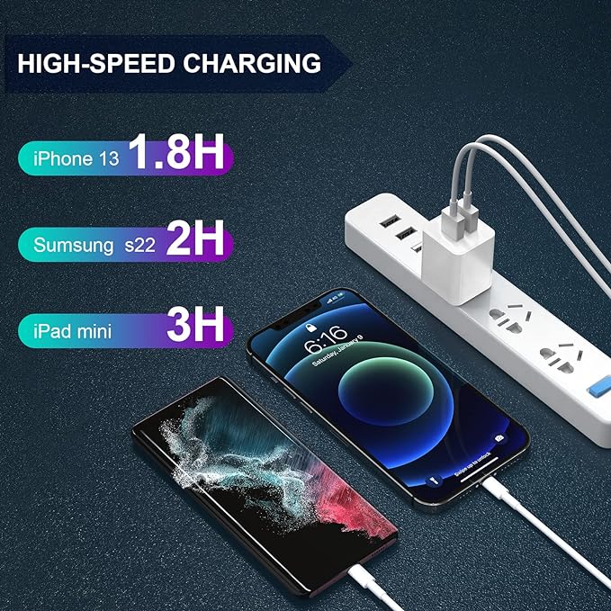 6Pack USB Wall Charger, iGENJUN 2.4A Phone Charger Dual USB Port Cube Power Plug Adapter Fast Wall Charger Block Compatible with iPhone 17/17 Pro/16/16 Pro, Samsung Galaxy, Pixel, LG, Android-White