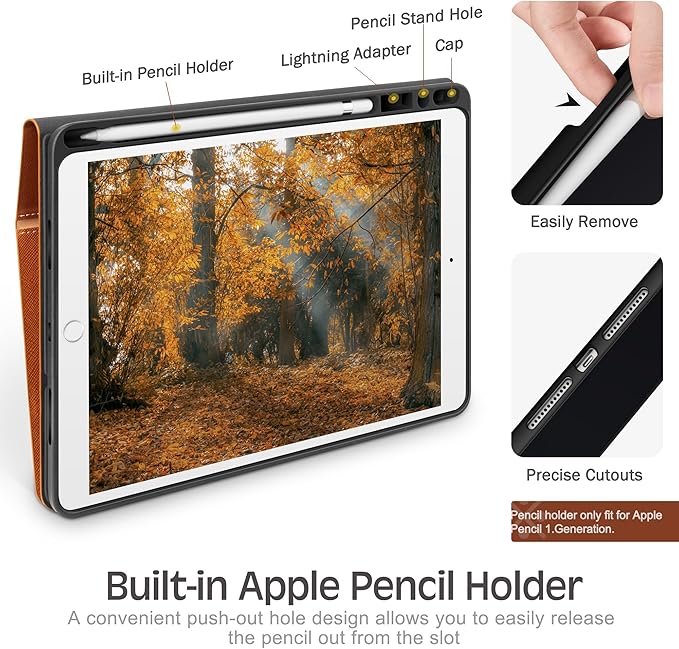 KingBlanc Case for iPad Air (3rd Generation) 10.5" 2019 / iPad Pro 10.5 inch 2017 Case with Apple Pencil Holder, Vegan Leather Smart Cover, Auto Sleep/Wake, Multi-Angle Folding, Brown