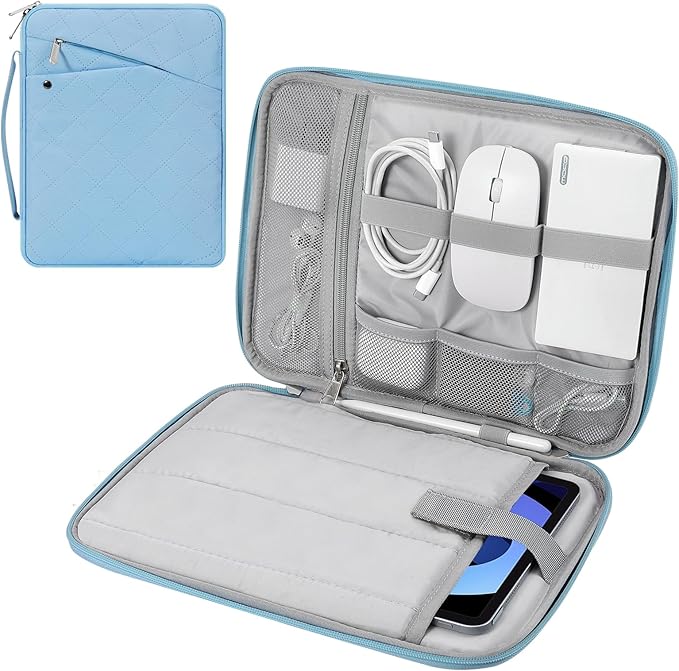 MoKo 9-11 Inch Tablet Sleeve Carrying Case with Handle, Padded Protective Travel Bag for New 11 inch iPad Air M4 2026, iPad A16, i-Pad Pro 11 M5, i-Pad 10./Air 5/4. Gen10.9, Tab S9/S8 11, Light Blue