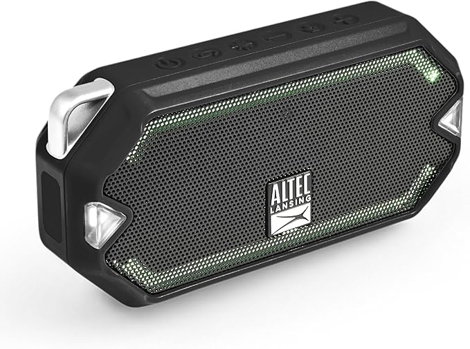Altec Lansing - HydraMini Wireless Bluetooth Speaker, IP67 Waterproof USB C Rechargeable Battery with 6 Hours Playtime, Compact, Shockproof, Snowproof, Everything Proof (Black)