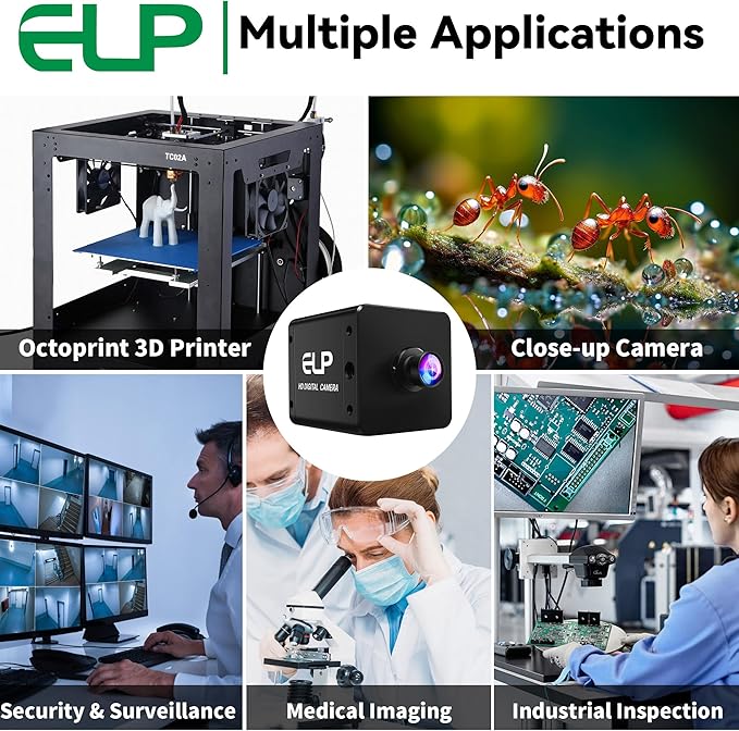 ELP 4K 60fps USB3.0 HDMI Camera H.264 Wide Angle High Speed UVC Lightburn Cameras for Computer Low Illumination Simultaneous Output PC Webcam M12 100° Web_Camera for Windows Linux Mac TV Projector