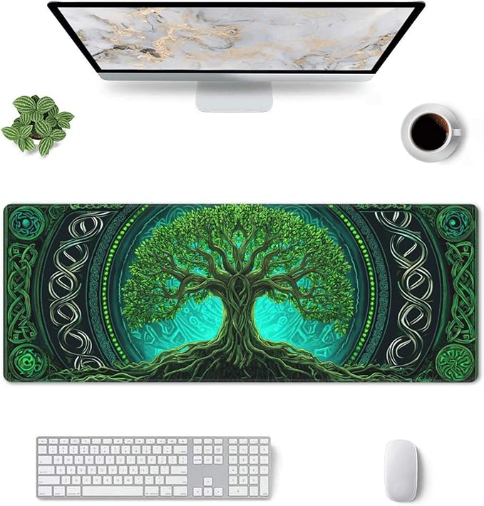 Tree Mouse Pad Extended Large Gaming Mouse Pad XL Stitched Edges for Gamer Home Office 31.5 X 11.8 Inch