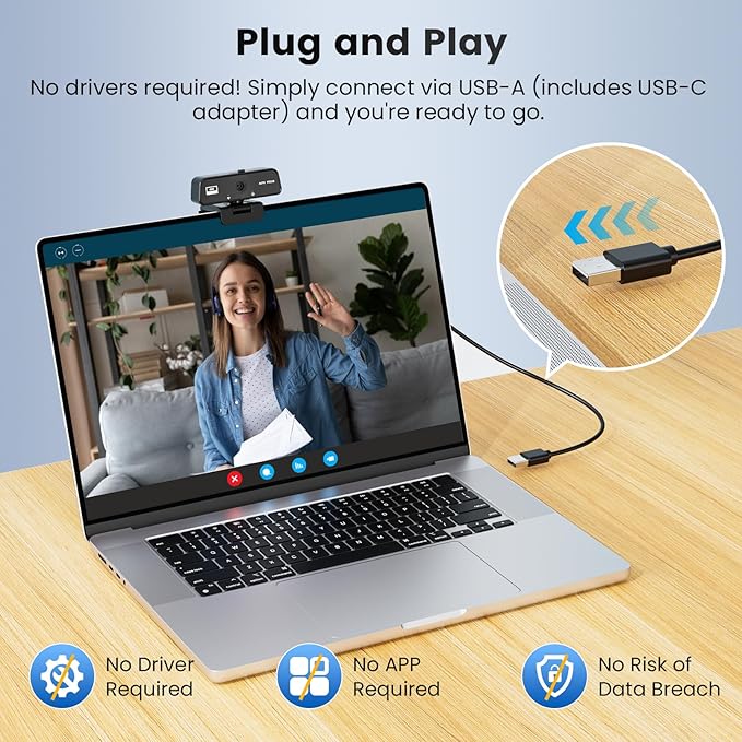 4K Webcam for PC Streaming, 4K Web Computer Camera for Desktop Computer, HD External USB Webcam with Microphone for Laptop, Video Game Camera for Monitor PS5 Zoom Conference Room