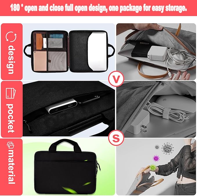 Hseok Laptop Case 13.3-14 Inch Sleeve,TSA Shockproof Computer Handbag,Compatible with MacBook Neo/Pro 14 M5/M4/M3/M2/M1,All Models 13.3" MacBook Air/Pro,XPS 13/14,Most 13-14 Notebooks,B01K01