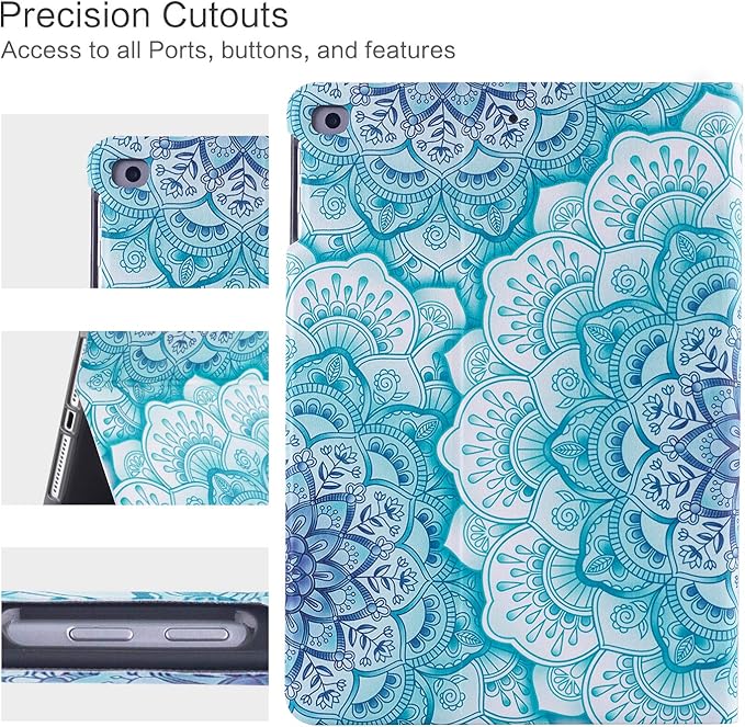 Vimorco for iPad 5th/6th Generation 9.7-inch 2017/2018, for iPad Air 1/2 Case 2013/2014, Slim Adjustable Stand Cover, Green Mandala