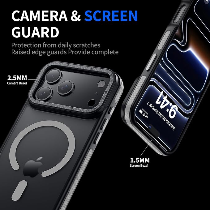Strong Magnetic for iPhone 17 Pro case with Camera Lens Protector [10Ft Military-Grade Protection] Compatible with fit MagSafe Shockproof Slim Thin Cover case for iPhone 17 Pro 6.3 inch, Gray