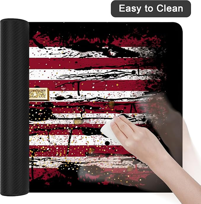 Desk Mat,American Flag Jesus Cross Mouse Pad Large Gaming for Desk,Non-Slip Rubber Base Mousepad,31.5x15.7 Inch for Office Home Work & Game