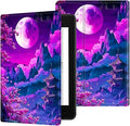 for 7" Kindle Paperwhite 12th Generation 2024 & Kindle Colorsoft Signature Edition Tablet Case, Slim Kickstand Stand Leather Smart Cover with Auto Wake/Sleep, Purple Mountain Moon