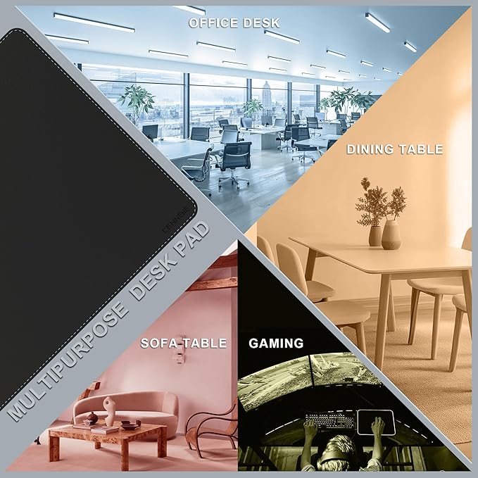 CENNBIE Leather Desk Mat Protector, 59" x 16" Extra Large Office Desk Pad Mat for Full Desk, Computer Desk Mat on top of desks - Oversized Large Mouse Pad (Black)