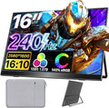 Upperizon Portable Monitor 16 inch 2K QHD 2560X1600 145% sRGB 240 Hz HDR HDMI USB-C Travel Monitor for Laptop MacBook PC Surface PS5 Xbox, External Display with Kickstand & Speakers, VESA Compatible