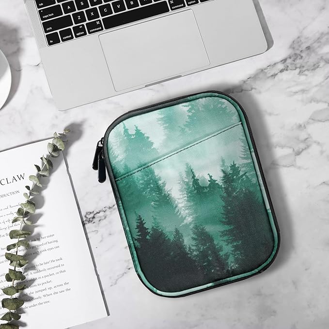TiMOVO 6-7 Inch Tablet Sleeve for eReader Book Paperwhite/Colorsoft Signature Edition, Protective Sleeve Cover Case with Pocket for E-Reader/Oasis & Kobo Devices, Green Forest