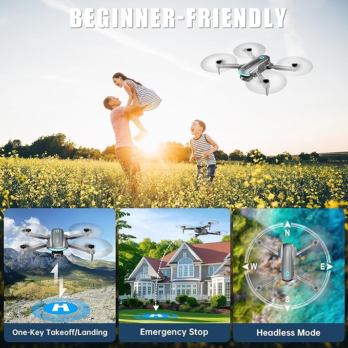 Drone with Camera for Adults and Beginners, 1080P HD FPV Foldable Mini Drones for Kids, 2 Batteries, Carrying Case, Trajectory Flight, Gravity Control, One-Key Takeoff/Landing, 360° Flip, Gift for Boy