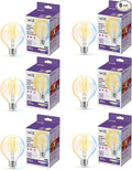 WiZ Clear 60W G25 Tunable White Filament LED Smart Bulb - Pack of 6 - E26- Indoor - Connects to Your Existing Wi-Fi - Control with Voice or App + Activate with Motion - Matter Compatible