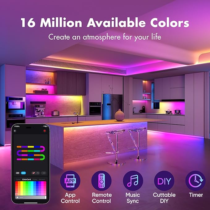 LED Strip Lights 100FT, Smart IC RGB Segmented DIY Color Changing, Rainbow Chasing Effects, WiFi App/Voice Control, Music Sync, Works with Alexa&Google Assistant,Lights for Bedroom Decor(2x50FT)