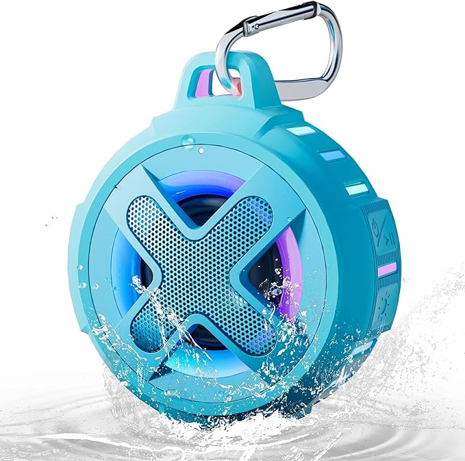 XLEADER X8(2 Gen) Upgraded, Bluetooth Shower Speaker, Certified IP67 Waterproof, 10W Pro Sound&Deep Bass, 24Hrs Playtime, Stocking Stuffers for Teens Men, White Elephant Gifts, Teal