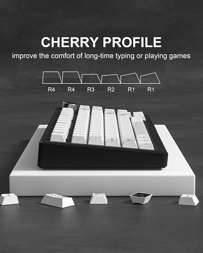 Womier Double Shot PBT Keycaps Set 138 Keys, Cherry Profile Custom Keycaps 60 65 75 100 Percent for 61/64/68/84/87/100/104/108 Retro Gaming Mechanical Keyboard, White