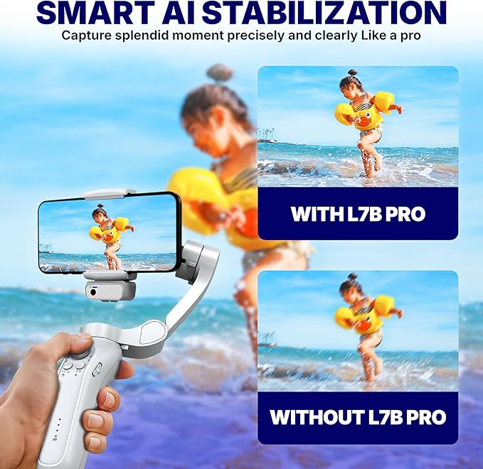 DOSTDR - Phone Gimbal Stabilizer, 3-Axis Phone Holder, Foldable, Handheld, Gimble, Focus Option, TikTok, Lightweight, AI Tracking, YouTube, Vlog Stabilizer, Smartphones, Cameras, Tripod, Ideal Gift