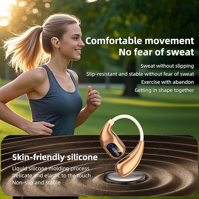 Wireless Earbuds for Workout/Running, Sports Bluetooth 5.4 Headphones,IPX7 Waterproof,Fast Charging,40Hrs Playtime Ear Buds with LED (Gold)