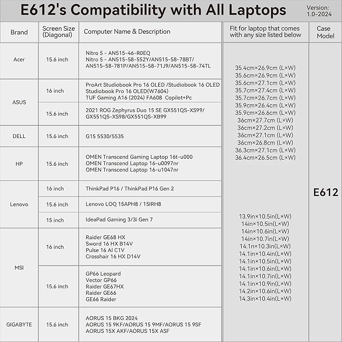 Smatree 16 inch Laptop Sleeve for ASUS TUF Gaming A16 2025/2024, for ASUS ProArt Studiobook Pro 16 OLED W7604/ Studiobook 16 OLED, for 15.6 inch ROG Zephyrus Duo 15 SE 2021, Case with Pocket (E612)