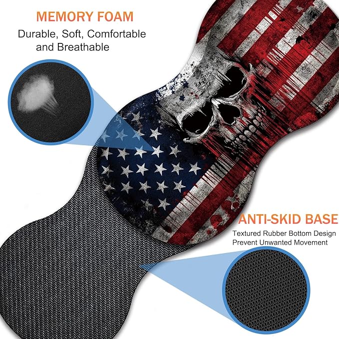 Extended Non-Slip Mouse Pad + Mouse Wrist Rest + Lace-Shaped Coaster Set, Ergonomic Design, Suitable for Desk and Home Gaming Table Mat, A Cross and an American Flag