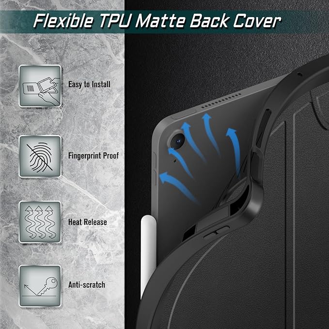 Fintie Magnetic Stand Case for iPad Air 13-inch M4/M3/M2 (2026/2025/2024) - Multiple Angles Shockproof Rugged Soft TPU Cover with Pencil Holder, Auto Sleep/Wake, Black