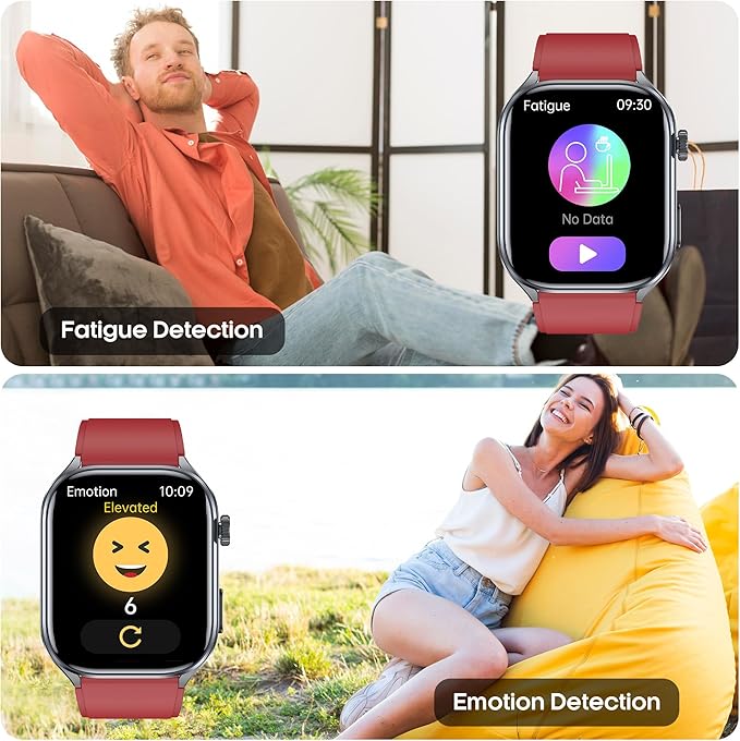 Advanced Health Smartwatch for Women Men with Real-Time Monitoring of Heart Rate, Sleep Quality and Stress Levels, Always-On Display，Bright Flashlight (Red)